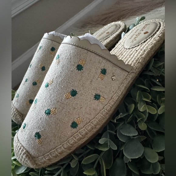[[NIB]] Kate Spade Scallop-trim Pineapple Espadrille Mules  ~ Size 9 - Picture 10 of 11